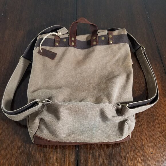 Canvas And Leather Bag Backpack Rucksac Quality Utility Travel Rustic Gorpcore - Picture 12 of 16